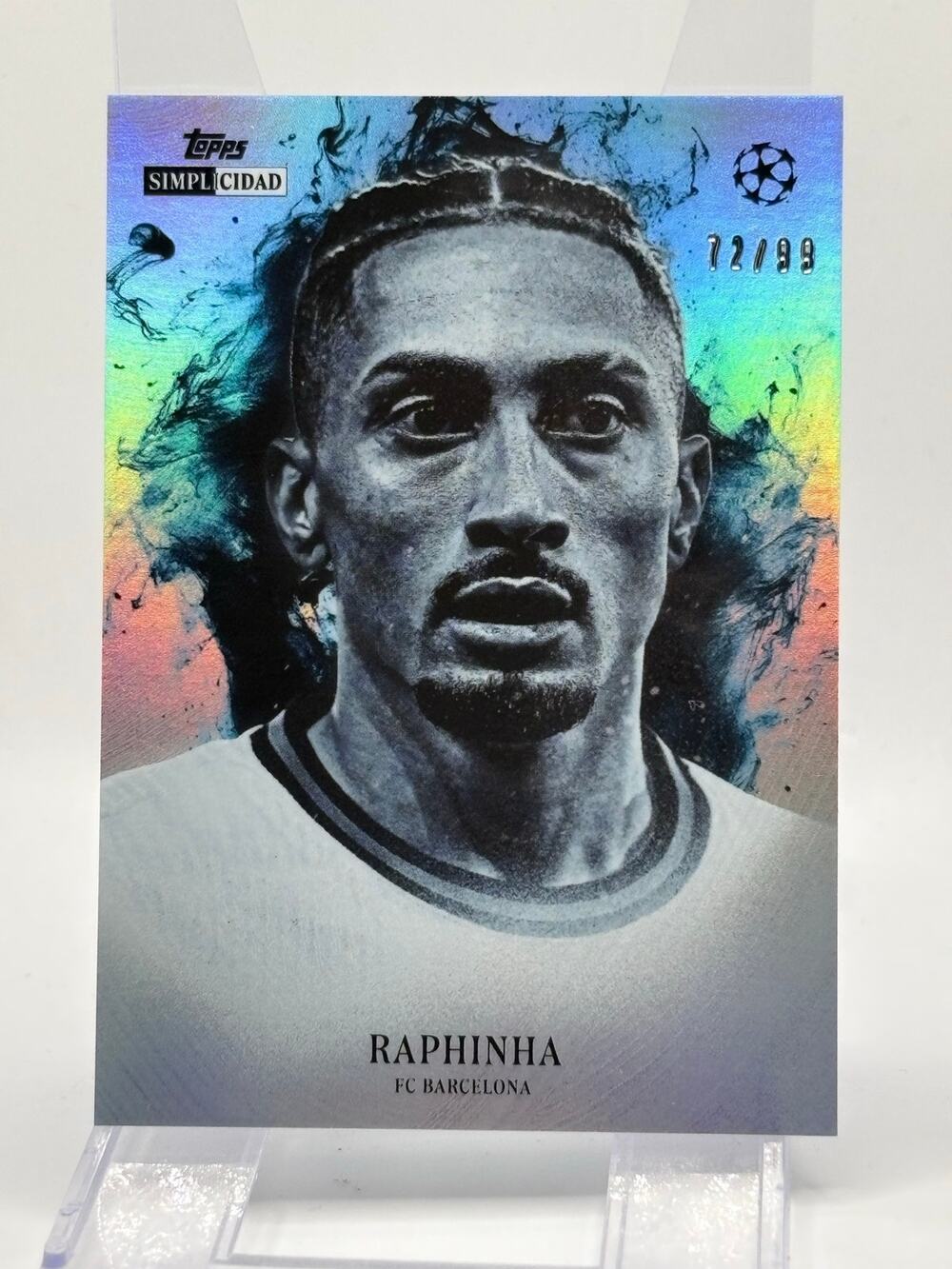2026 Topps Simplicidad UCC Raphinha Blue Refractor 72/99 SP Barcelona FC
